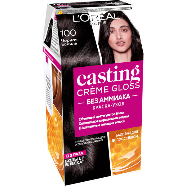 L'Oreal Paris Краска для волос Casting Creme Gloss 100 Чёрная ваниль ...