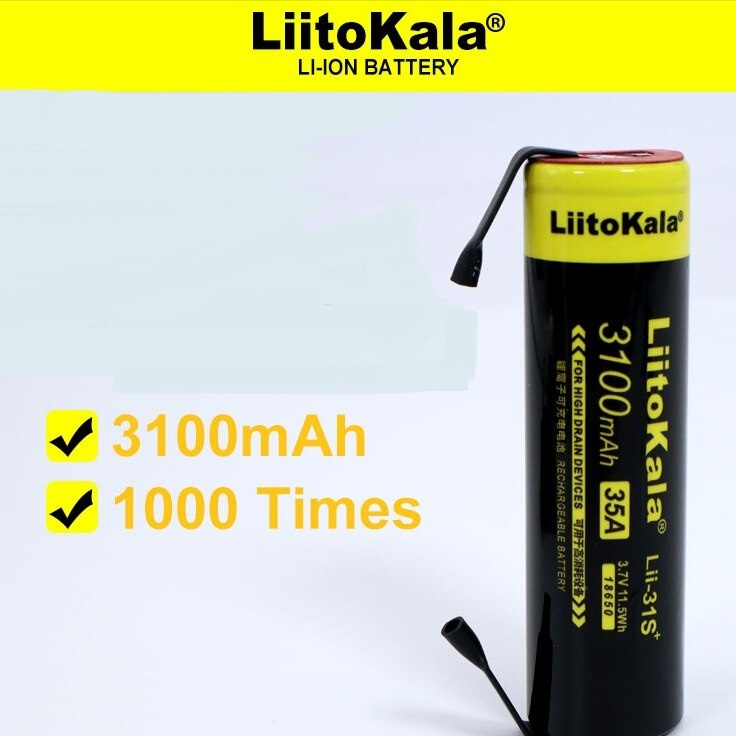 Аккумулятор Liitokala 18650 3100 mAh для шуруповёрта, вейпа 1 шт. #1