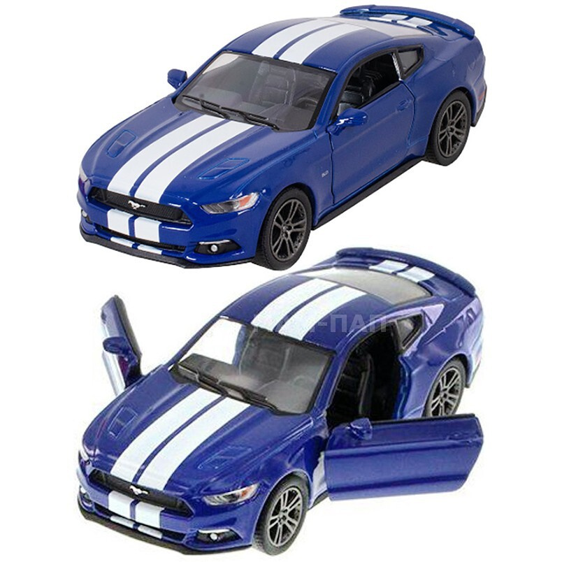 Машинка металлическая Kinsmart 1:38 2015 Ford Mustang GT с полосками на капоте 5386KTDF инерционная, #1