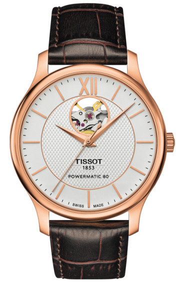 Швейцарские механические часы с автоподзаводом Tissot Tradition Powermatic 80 Open Heart T063.907.36.038.00 #1