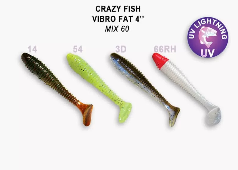 Силиконовые приманки Crazy Fish Vibro fat 4" 14-100-М60-6, 4шт. #1