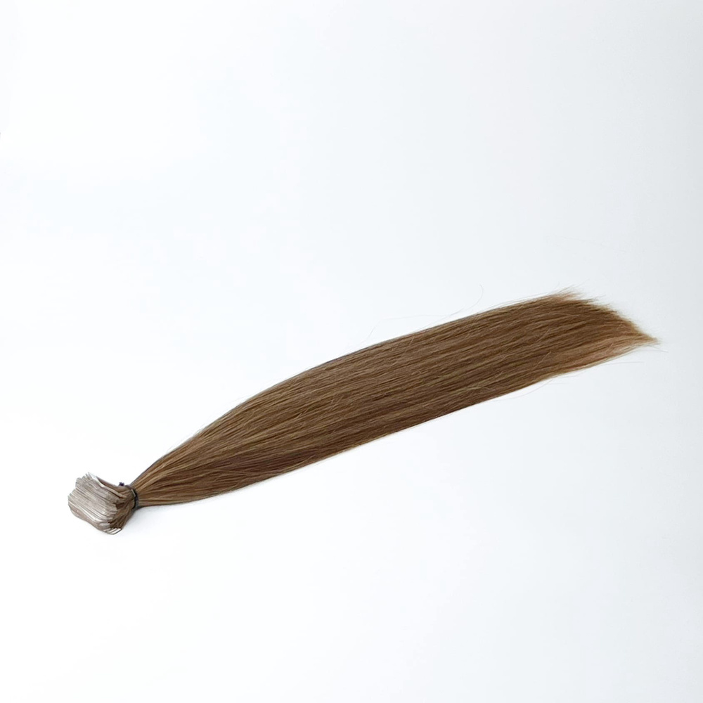 Европейские волосы для ленточного наращивания тон 8 темно-русый 40 см  #1
