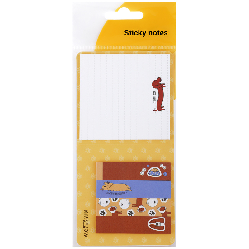 Флажки-закладки и самоклеящиеся блоки в наборе MESHU "Cute dog", 74*74мм, 60*15мм, 25л., европодвес (арт. #1