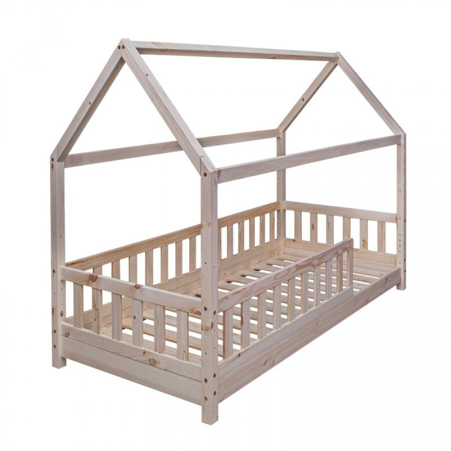 Детская кровать Домик Чайн 90х200 одноярусная, кровать-домик из экологичного массива сосны, прочная конструкция, #1