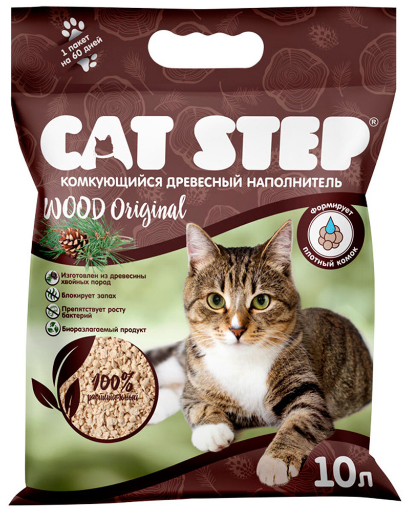 Cat Step Наполнитель Древесный Впитывающий 4700г. #1