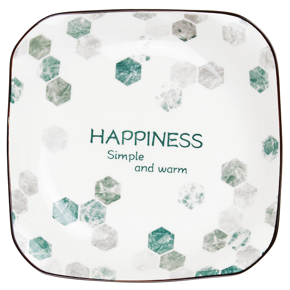 Набор тарелок "Счастье" 3 шт. Тарелка глубокая суповая д180мм h33мм, 430мл, квадратная, с деколью, фарфор #1