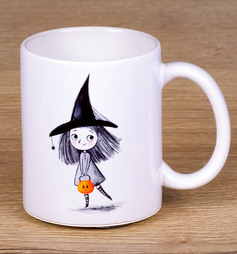 Кружка для кофе и чая "Ведьмочка. Хэллоуин" (100% керамическая, 330 мл) с красивым принтом (смешной надписью #1