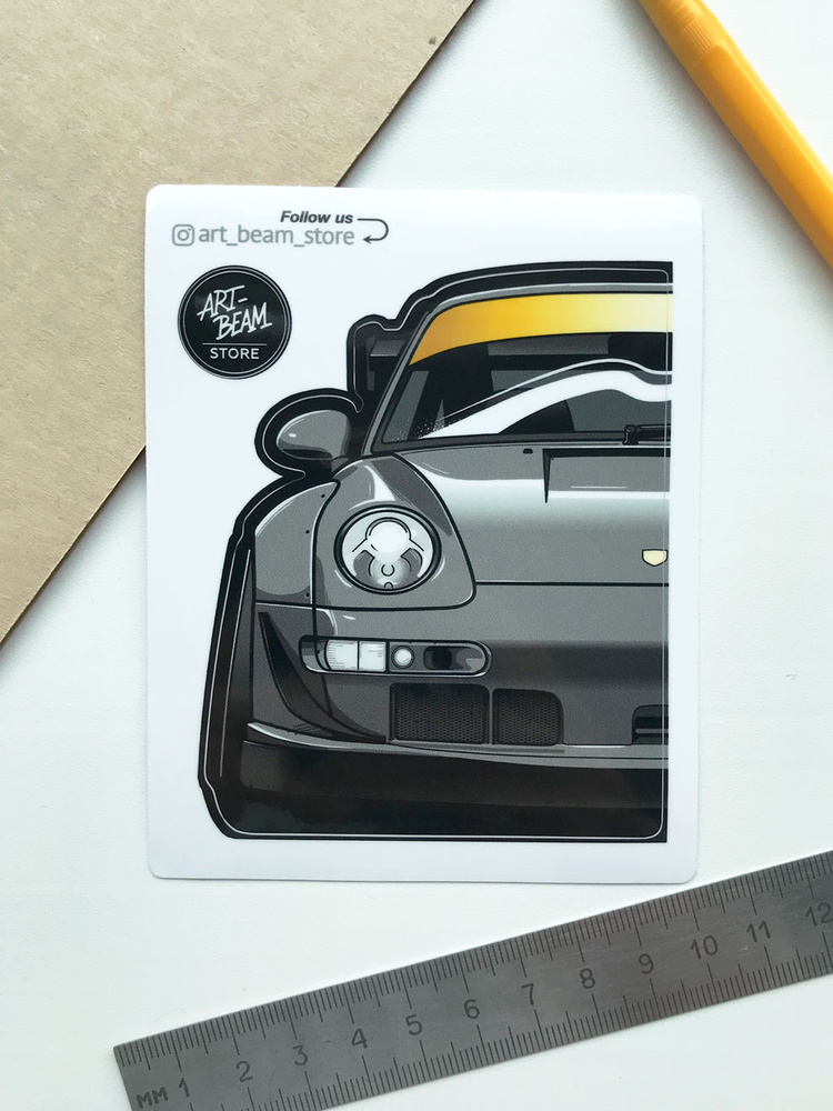 Виниловая наклейка Porsche 911 RWB gray, 11,5х9 см #1