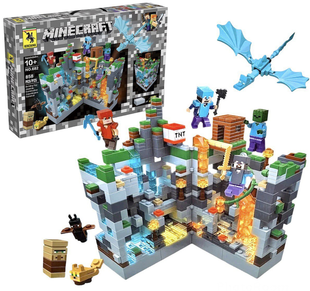 Конструктор Майнкрафт Игрушка Minecraft My World набор "Нападение на Серую Крепость" 858 деталей 8 фигурок #1