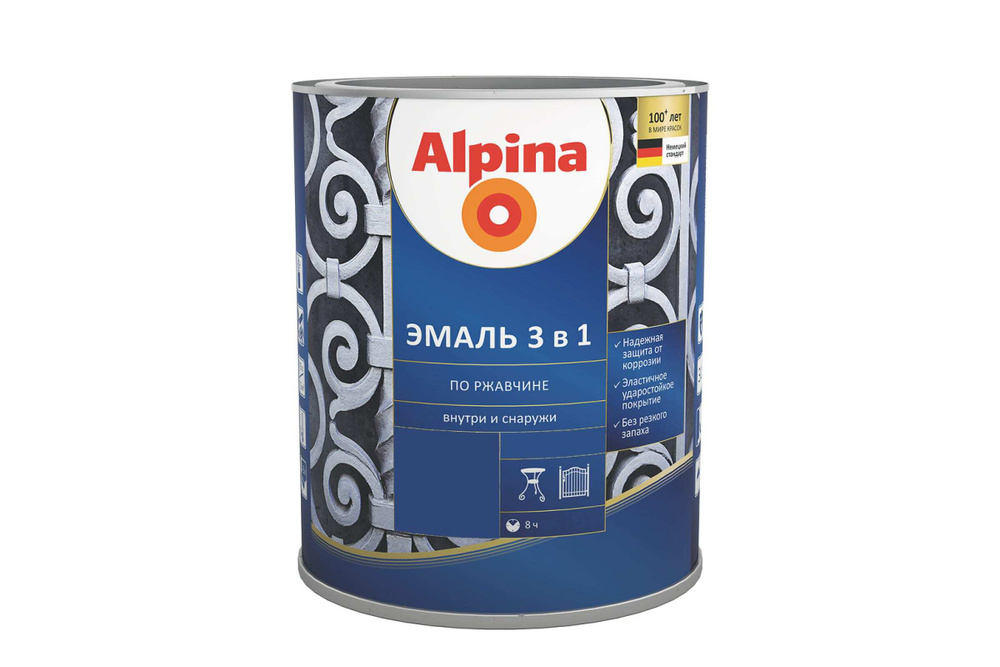 Alpina Эмаль Гладкая, Уретано-алкидная, Шелковисто-матовое покрытие, 0.75 л, 0.75 кг, слоновая кость #1