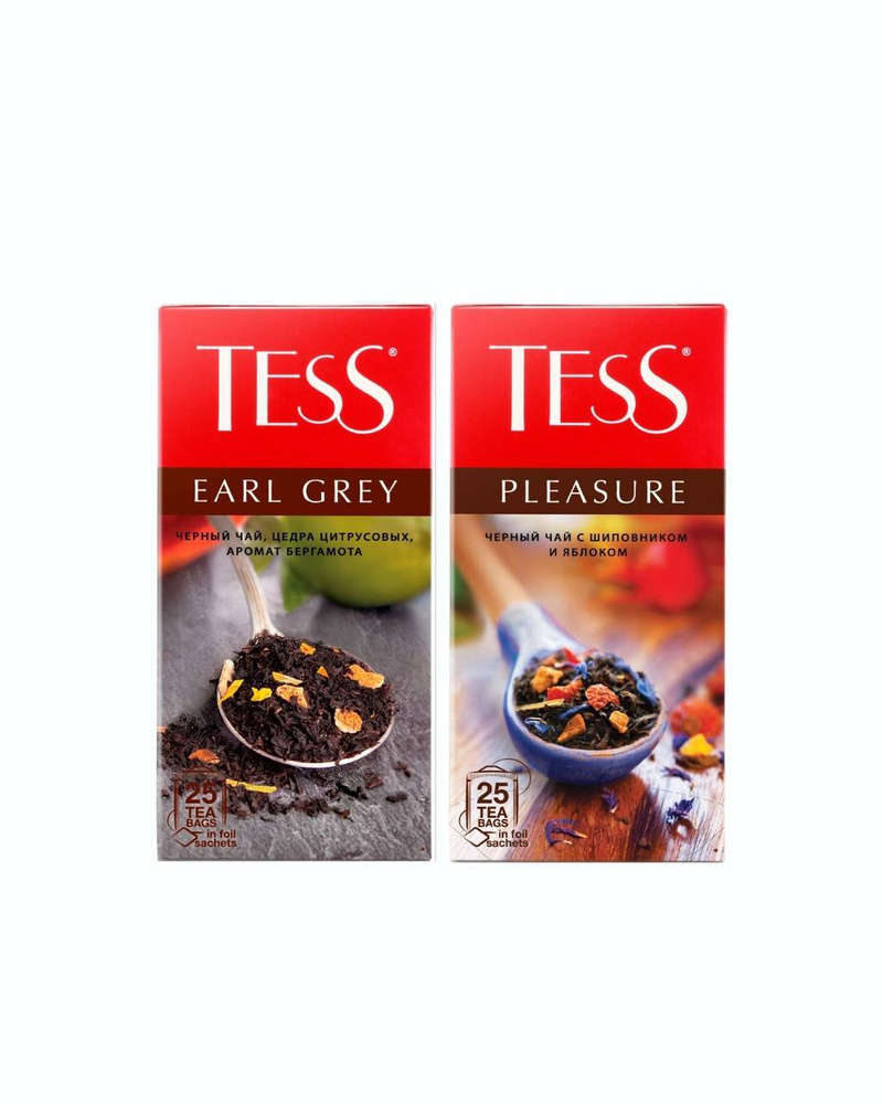 Чай в пакетиках черный Tess Earl Grey/Pleasure, 2 шт по 25 пак. #1