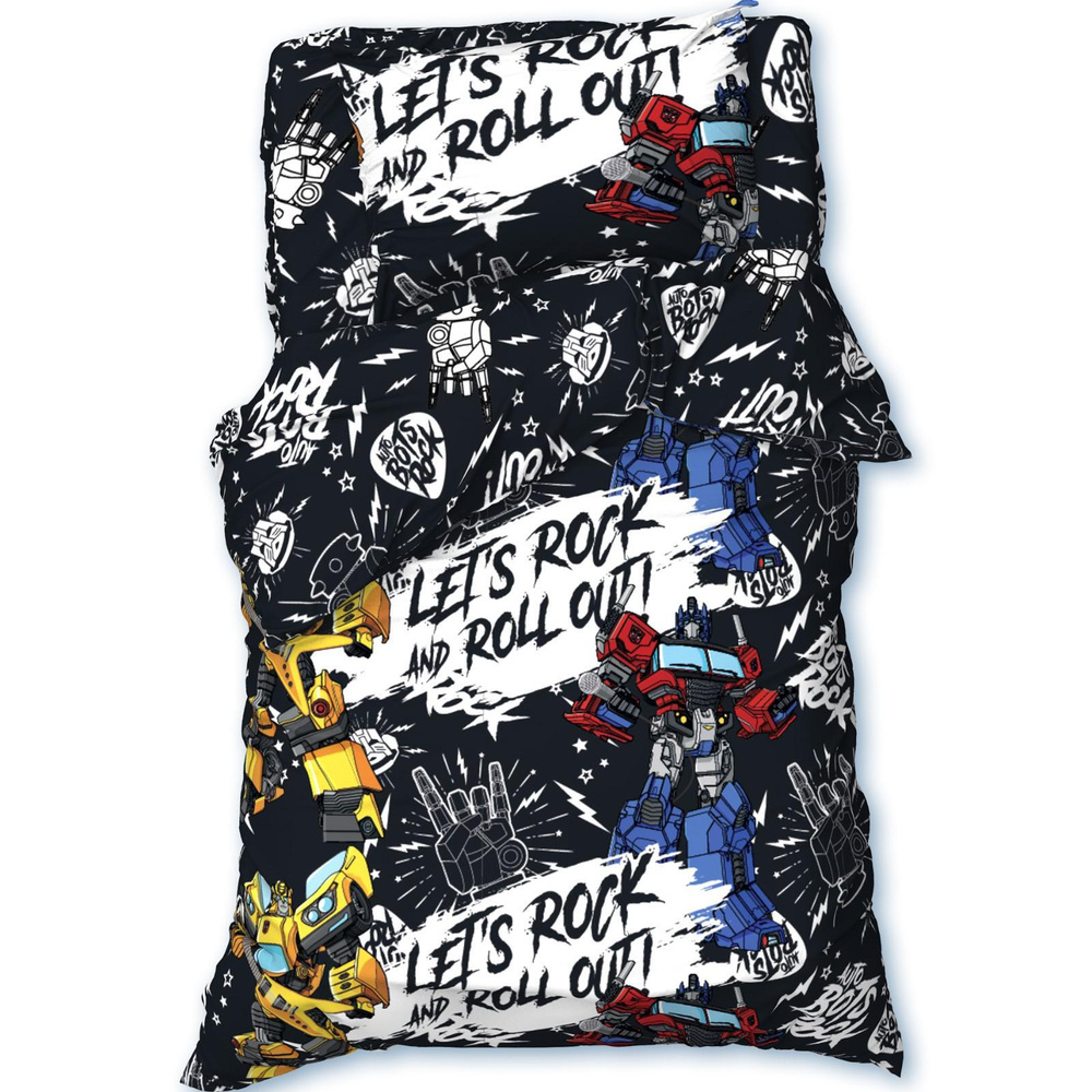 Детское постельное белье 1,5 спальное "Let's rock" Transformers 143x215 см, 150x214 см, 50x70 см -1 шт #1