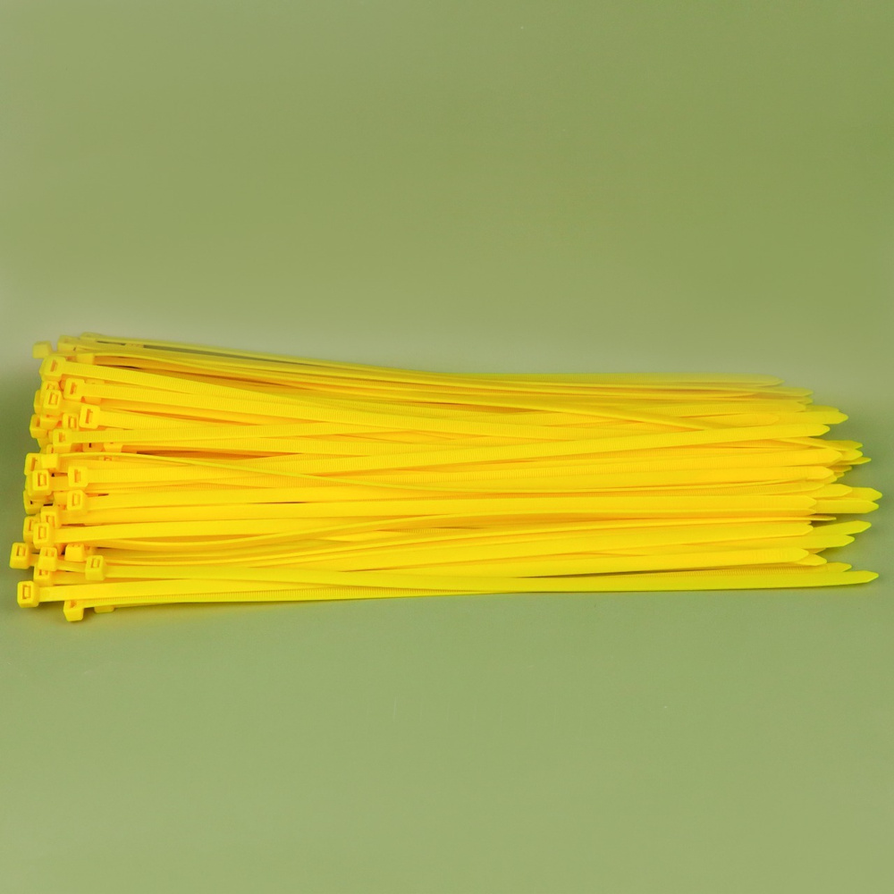 Хомуты пластиковые ДВИЖЕНИЕ 8*400 мм 100 шт желтые / Стяжка стандартная (нейлоновая) КСС для кабеля / #1