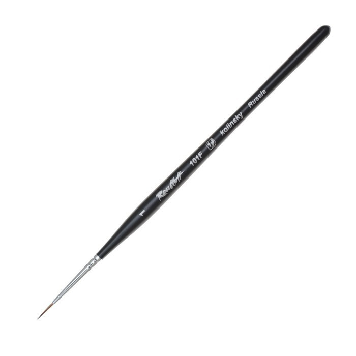 Кисть Roubloff Колонок серия 101F 1 ручка короткая фигурная черная матовая/ белая обойма  #1