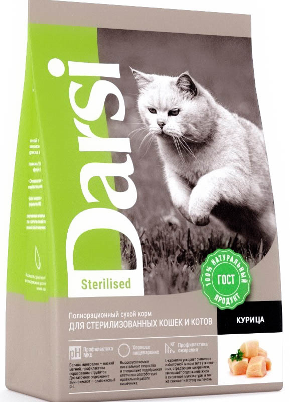 Корм Darsi для стерилизованных кошек и котов Курица, 1.8 кг #1