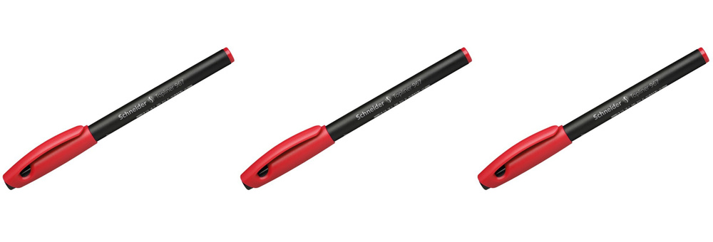 Ручка капиллярная Schneider Topliner 967, цвет чернил красный, 3 шт.  #1