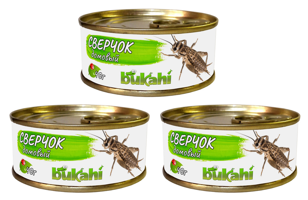 Сверчок домовый консервированный Bukahi, 3шт.*40гр. / Влажный корм для насекомоядных животных, птиц и #1