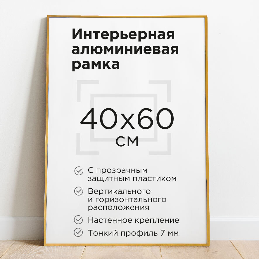 Фоторамка 40х60см, матовая, цвет золото, рамка для постера, картины, плаката, алюминиевый профиль Нильсен, #1