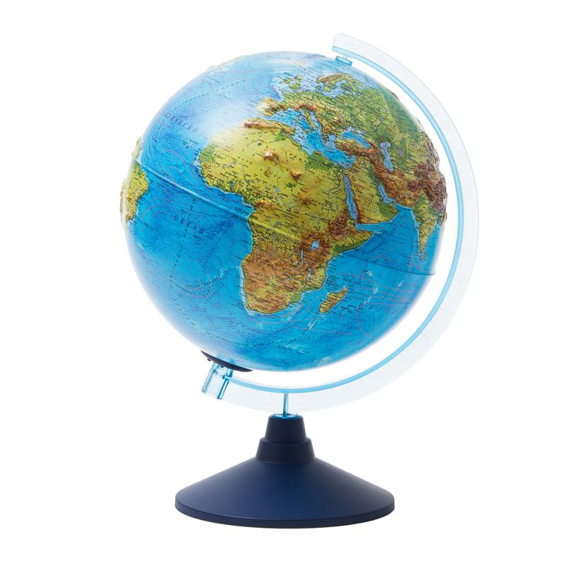 Глобус физико-политический рельефный Globen, 25см, интерактивный, с подсветкой от батареек на круглой #1