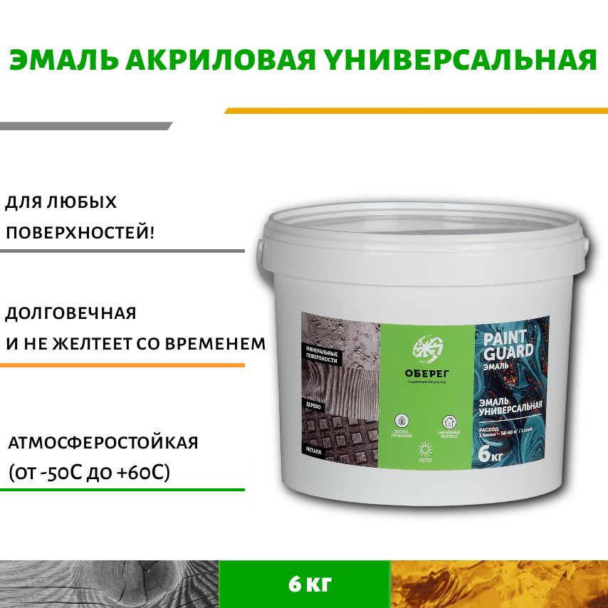 Эмаль акриловая УНИВЕРСАЛЬНАЯ матовая PaintGuard (ВД-АК-03-05) 6кг  #1