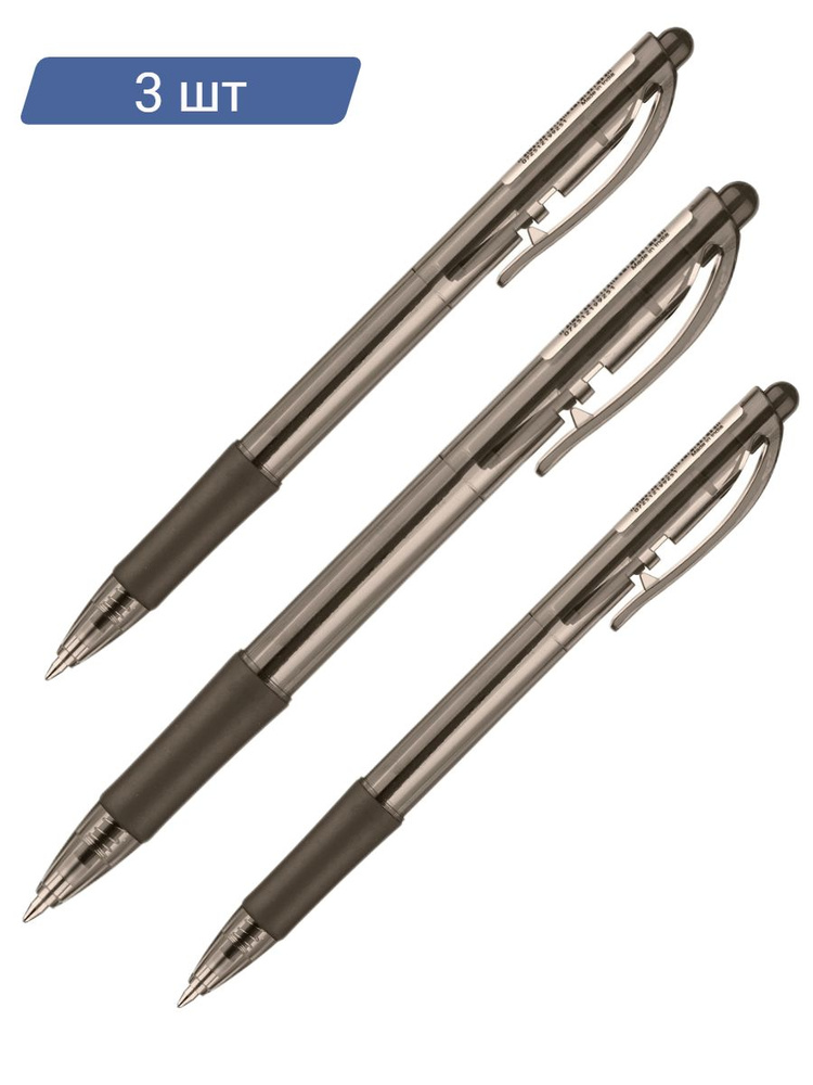 Ручка шариковая автоматическая PENTEL BK417-А резиновый манжет, черный стержень. 0,3мм-3шт  #1