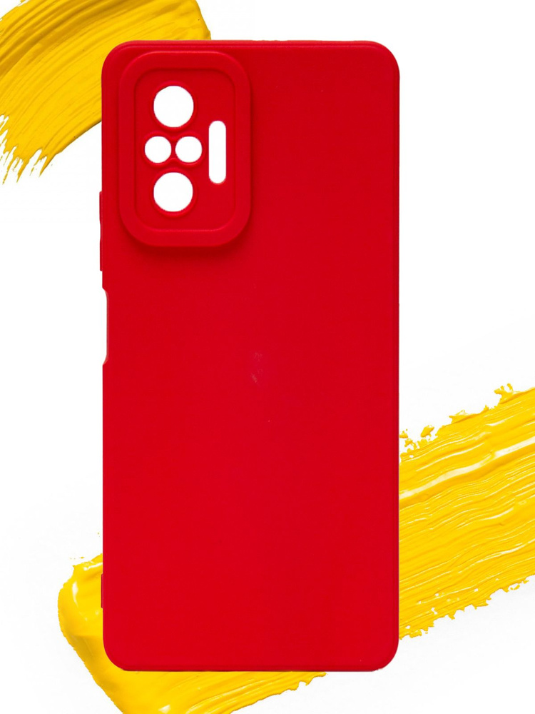 Чехол для Xiaomi Redmi Note 10 Pro / чехол на сяоми редми нот 10 про с защитой камеры насыщенный красный #1