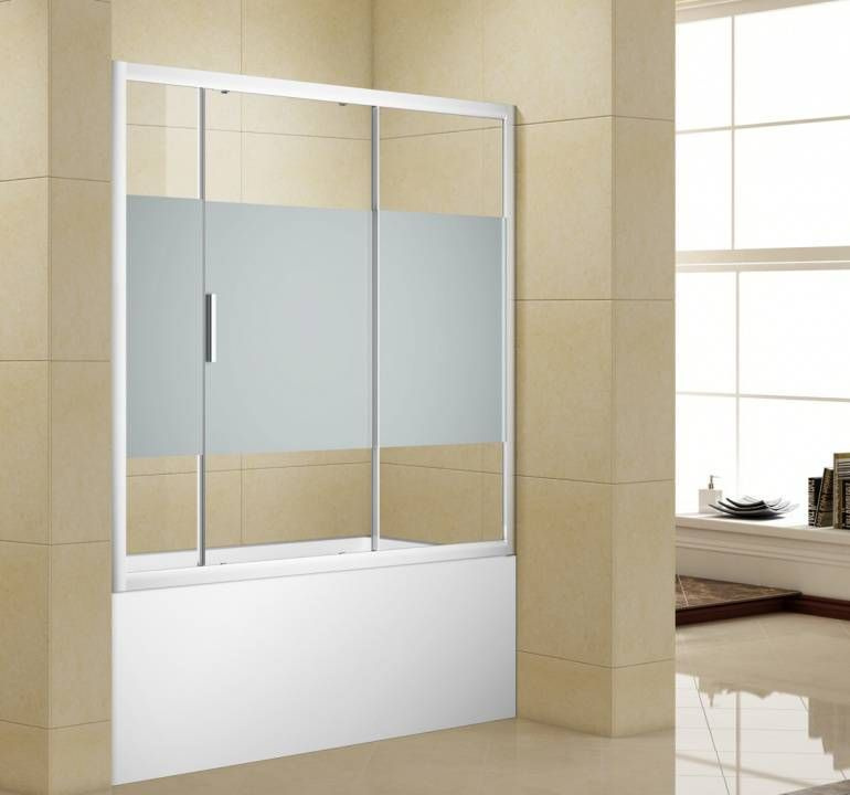 Шторка для ванны Aquanet Practic AE10-B-155H150U-CP 155, прозрачное стекло/шелкография  #1