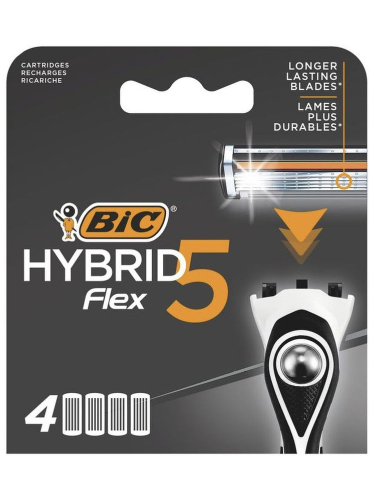 Сменные кассеты для мужской бритвы, BIC Hybrid 5 Flex, 4 шт 1 упаковка  #1
