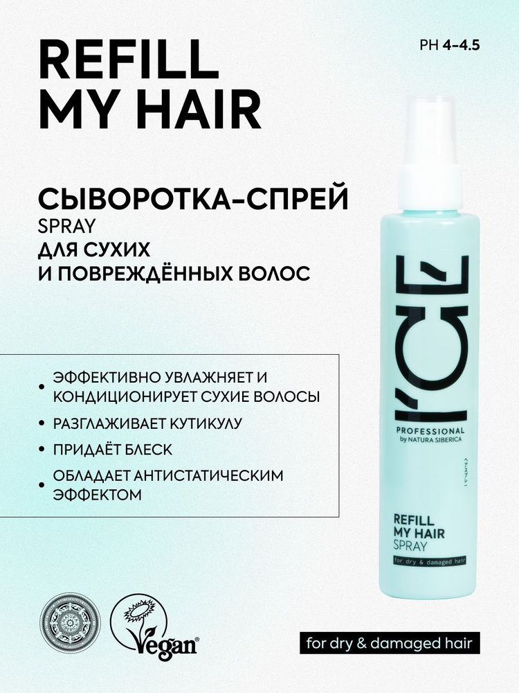 ICE PROFESSIONAL by NATURA SIBERICA Профессиональная сыворотка-спрей для сухих и поврежденных волос REFILL #1