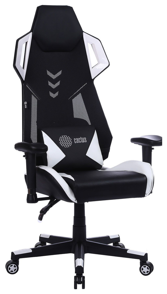 Кресло игровое Cactus CS-CHR-090BLW черный/белый сиденье черный/белый эко.кожа крестовина пластик пластик #1