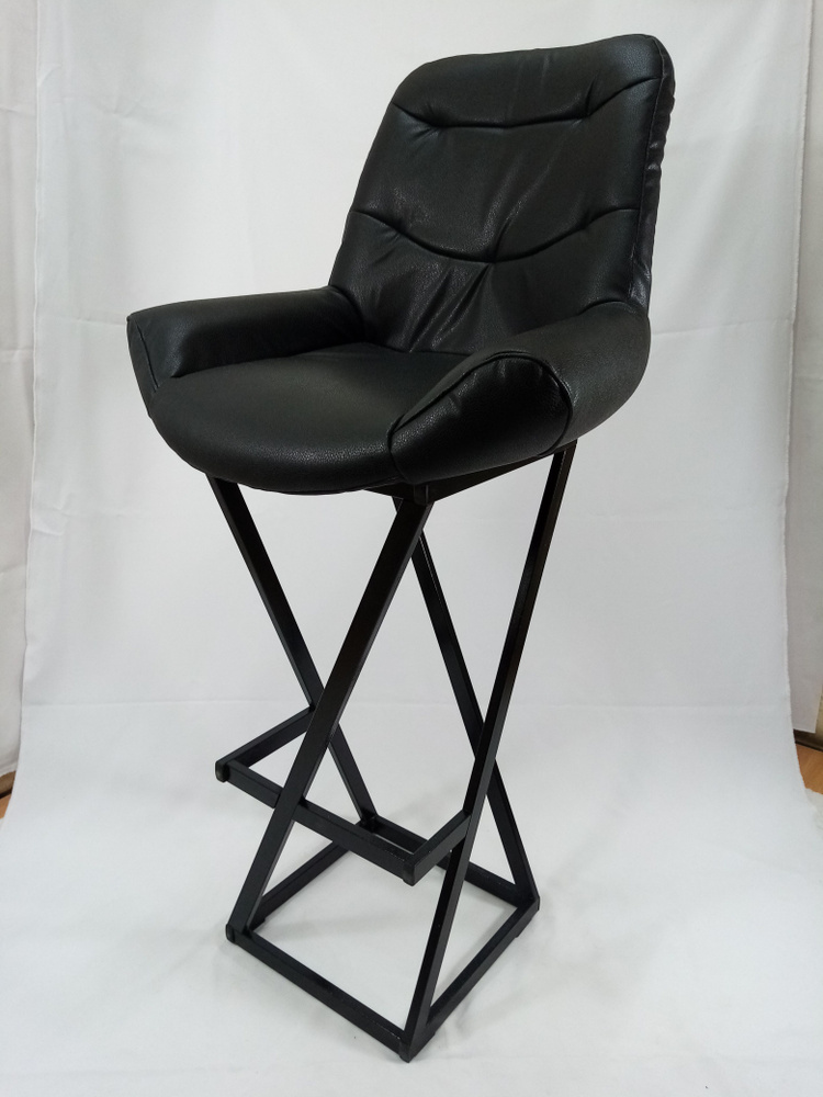 Барный стул Лофт Grand, кожа черная, каркас черный (высота сиденья 87 см)  #1