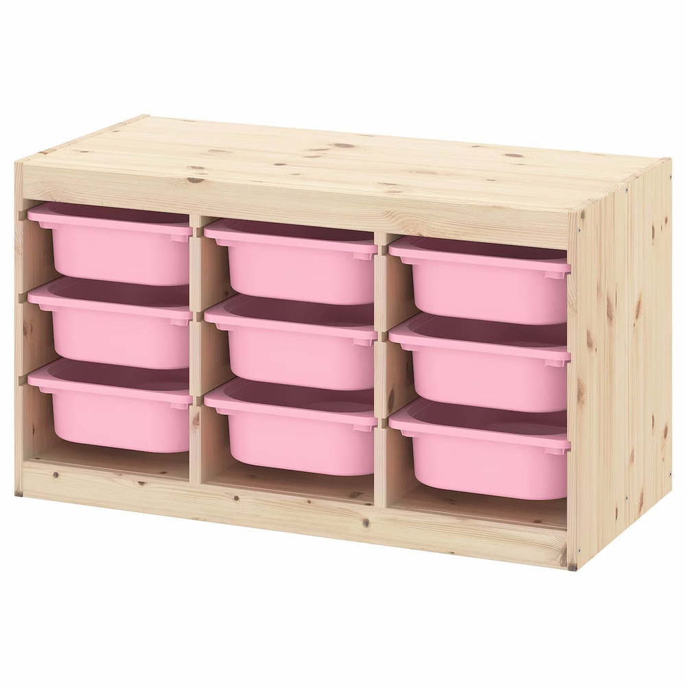 Стеллаж ТРУФАСТ 93х44х52 см с розовыми (9 шт) контейнерами IKEA  #1