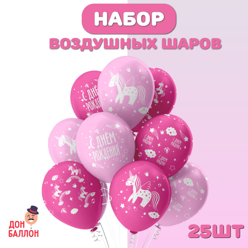 Воздушные шарики набор 25шт/ Шары воздушные с Днем Рождения  #1