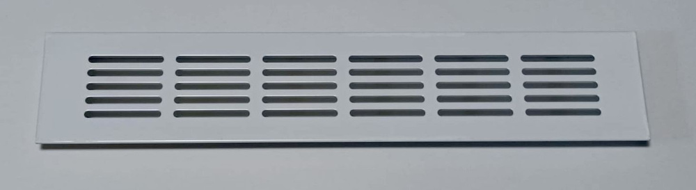 Решетка вентиляционная 400х80мм, металлическая врезная, белый  #1
