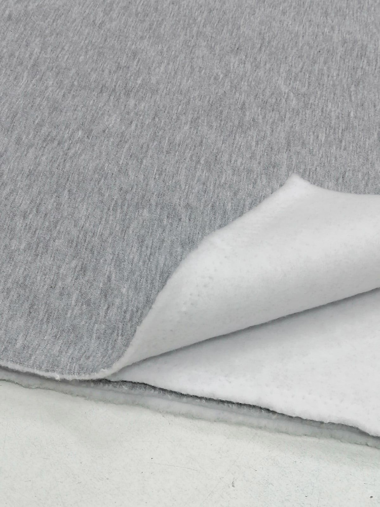 Ткань Футер 3-х нитка начёс (отрез 80х180см) цвет: серый меланж.  #1