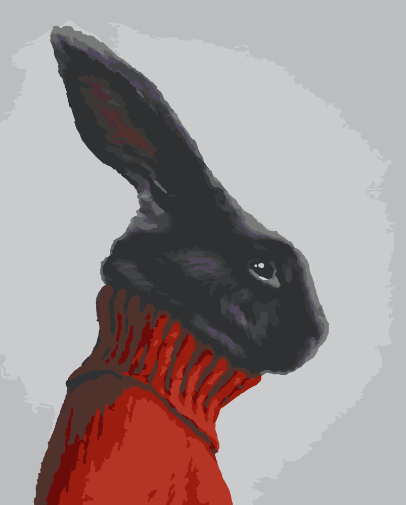 Картина по номерам холст на подрамнике 40х50 см. Черный кролик. Символ нового года  #1
