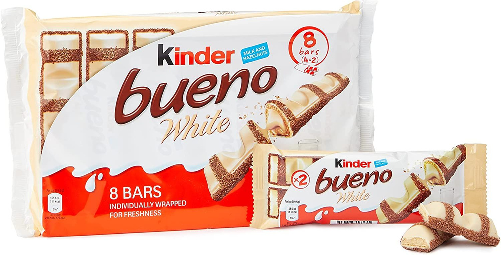Kinder Bueno Батончики с белым шоколадом, фундуком и вафлями 11шт по 4 батончика  #1