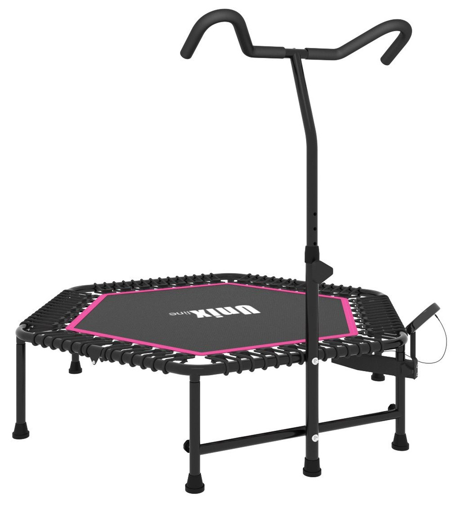 Фитнес батут для джампинга с ручкой UNIX line FITNESS Pink PRO диаметр 130 см, до 130 кг, спортивный #1