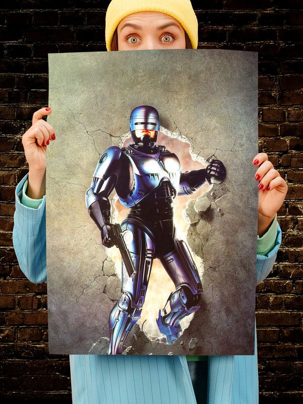 Постер интерьерный Робокоп 2, 70х46 см. Матовый яркий. Робот Полицейский Robocop  #1