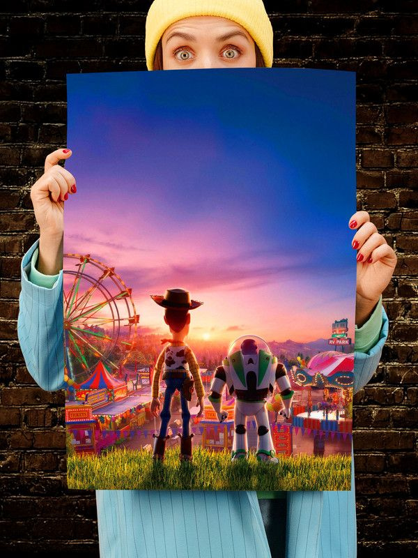Постер интерьерный История Игрушек 5, 70х46 см. Матовый яркий. Toy Story Вудди Базз Лайтер  #1