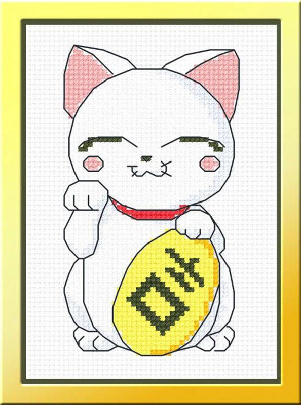 Набор для вышивания (крестом) Овен "Кот удачи", 8x12 см #1