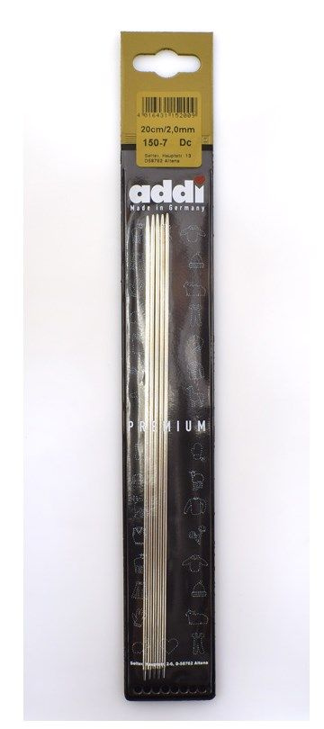 Спицы чулочные №2-20см Addi, для вязания, сталь, 5 шт в блистере  #1