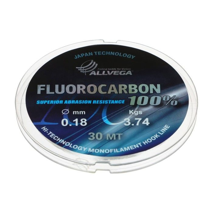 Леска монофильная ALLVEGA "FX Fluorocarbon 100%" 30м 0,18мм, 3,74кг, флюорокарбон 100%  #1