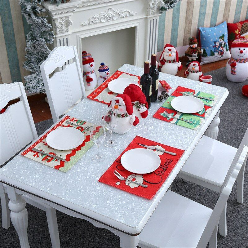 Набор новогодних салфеток для украшения рождественского стола и сервировки, кухонные плейсматы на Новый #1