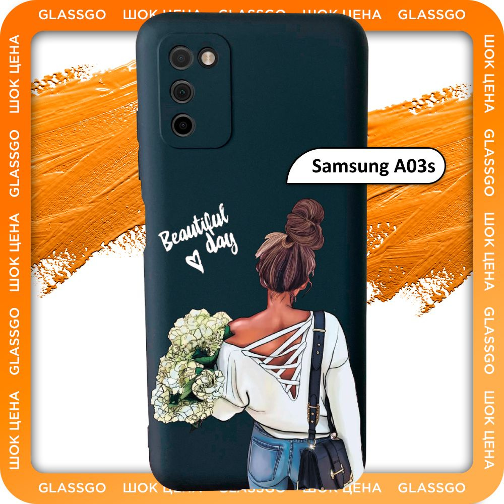 Чехол силиконовый с рисунком девушка с цветами на Samsung A03s / для Самсунг А03s  #1