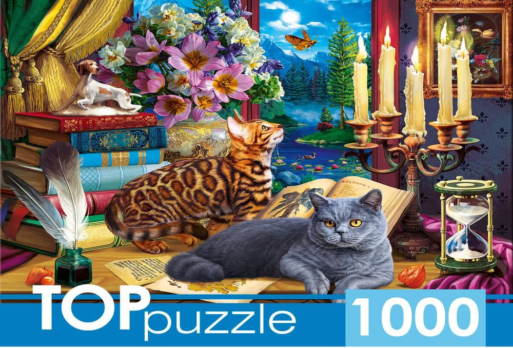 Пазл TOP Puzzle 1000 деталей: Коты у ночного окна #1