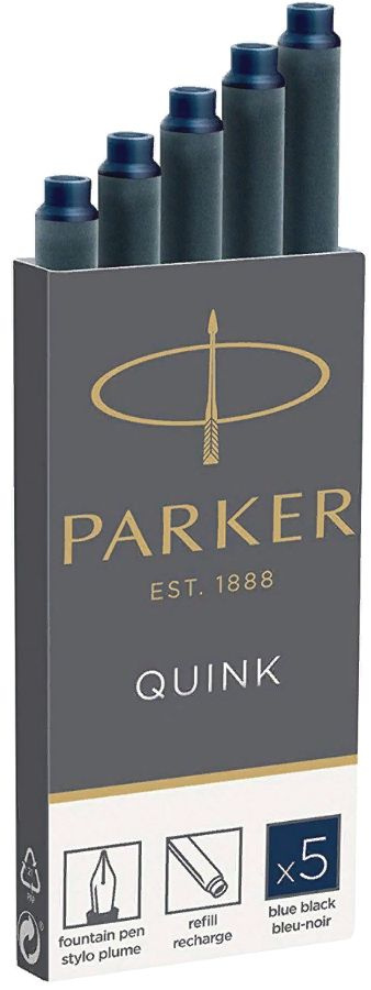 Parker картриджи Quink Ink Z11 (1950385) 5 штук, черно-синие чернила для ручек перьевых  #1