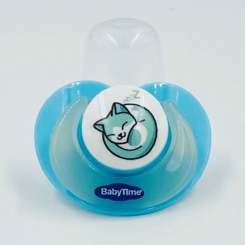 Детская силиконовая ортодонтическая соска-пустышка BabyTime с защитным колпачком, светится в темноте. #1