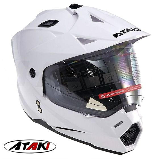 Эндуро шлем кроссовый с визором ATAKI JK-802 SOLID XL(61-62) белый глянец  #1