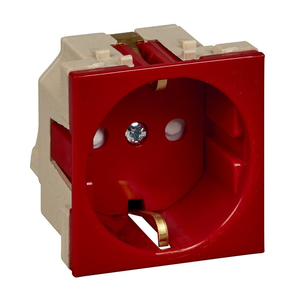 SE Wessen 45 Красная Розетка с/з с защитными шторками 250В, 16А, для кабель-каналов, арт.RN16-113-K  #1